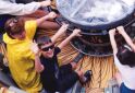 Susan & Logan ride Popeye's Bilge Rat Barges at Universal Studios