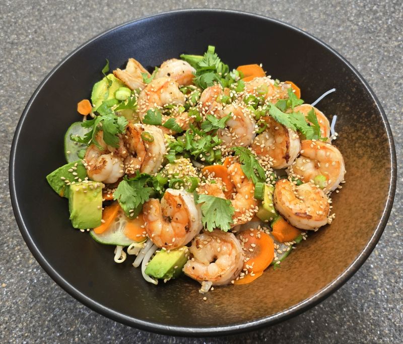Grilled Shrimp Spring
Roll Noodle Bowl